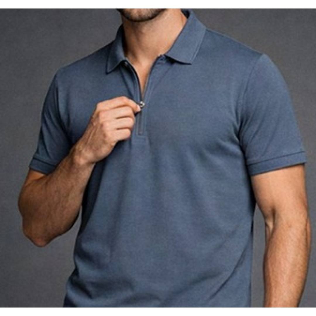 Polo Neck Regular Fit Zipper T-shirt