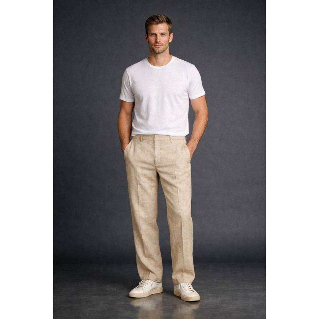 Men’s Straight Fit Linen Pants