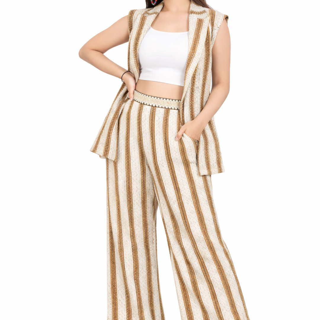 BEAUTIFUL BLACK AND WHITE ZIGZAG DESIGN CORD SET