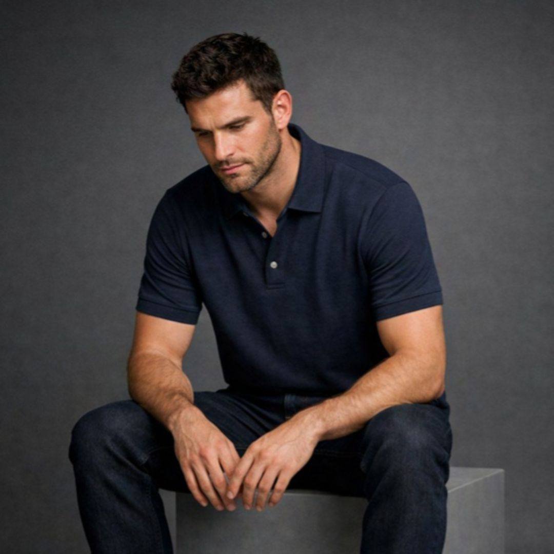 Polo Neck Regular Fit Buttoned Down T-Shirt