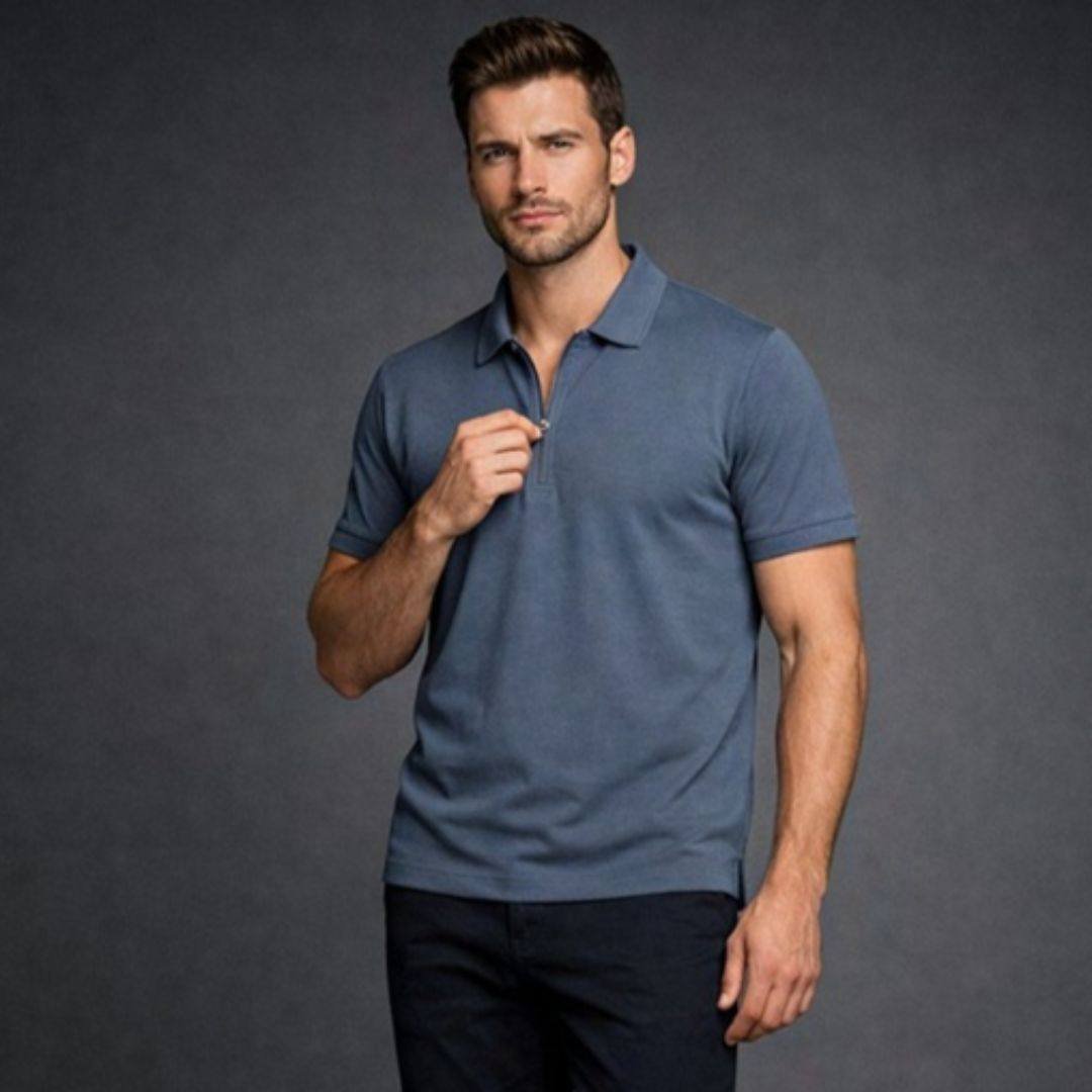 Polo Neck Regular Fit Zipper T-shirt